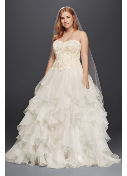 Oleg Cassini Organza Ruffle  Skirt Wedding  Dress  David s 