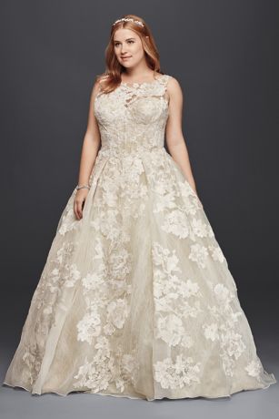 oleg cassini high neck tank lace wedding dress