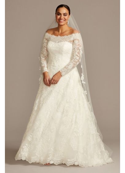 Long Sleeve Off Shoulder Plus Size Wedding Dress David S Bridal