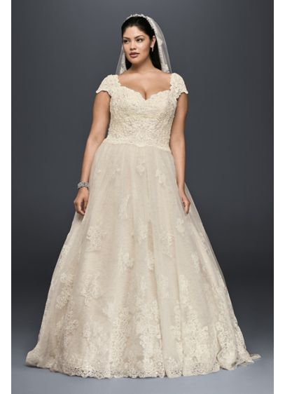 Cap Sleeve Lace Plus Size Ball Gown Wedding Dress | David's Bridal