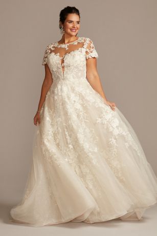 david's bridal plus size wedding dresses with sleeves