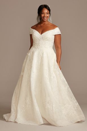 david's bridal off the shoulder lace dress