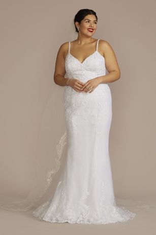 Picture of Appliqued Lace-Up Spaghetti Strap Wedding Dress