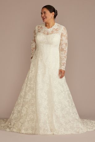 Picture of Allover Lace Long Sleeve Mock Neck Wedding Dress