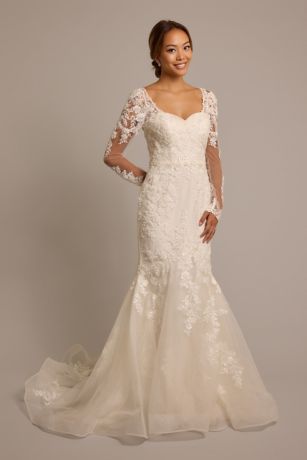 Picture of Beaded Tulle Long Sleeve Mermaid Wedding Dress