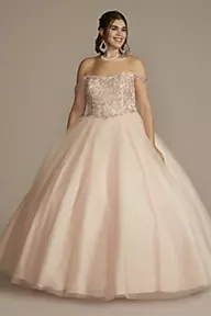 Fifteen Roses Off-the-Shoulder Beaded Quince Ball Gown