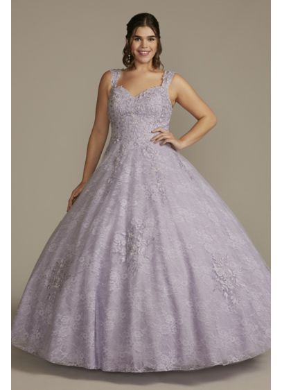 Lace Applique Semi-Cap Sleeve Plus Quince Gown - A day as big as your quinceanera deserves