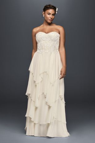 tiered chiffon wedding dress