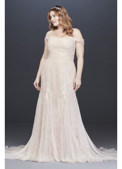 Swag Sleeve Layered Lace Plus Size Wedding Dress David S Bridal