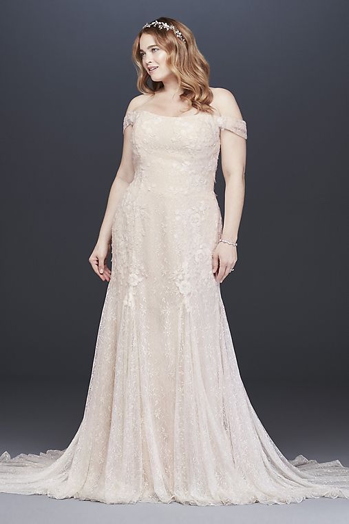 Melissa Sweet Swag Sleeve Layered Lace Wedding Dress