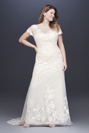 david's bridal short sleeve wedding dress