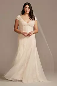Melissa Sweet Cap Sleeve Dot Trim Point D'Esprit Wedding Dress