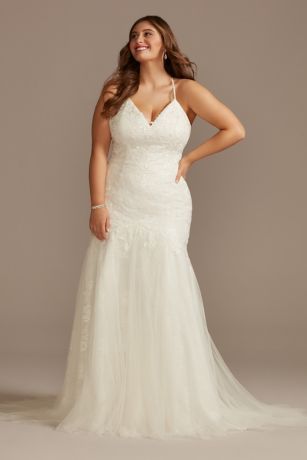 Beaded Plus Size Spaghetti Strap Wedding Dress | David's Bridal