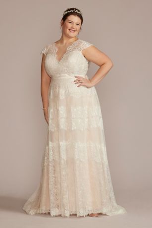 Picture of High Neck Cap Sleeve Lace A-Line Wedding Gown