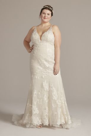 Picture of Beaded Lace Mermaid Wedding Gown with Ruffle Hem