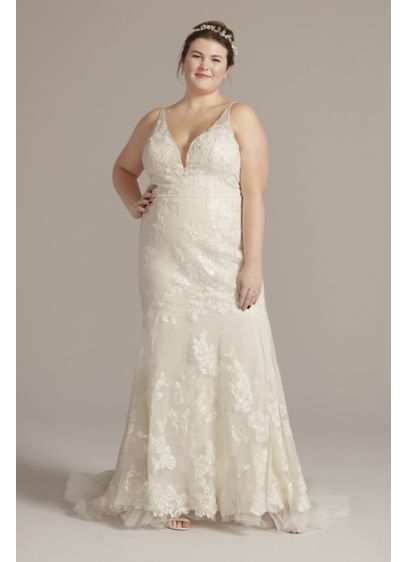 Mermaid Plus Size Wedding Gown with Ruffle Hem - It's hard to pick the most eye-catching detail