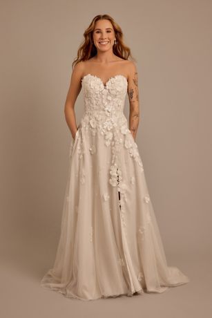 Melissa Sweet Tulle Sweetheart Wedding Dress With 3D Flowers in Ivory/Sand Size: 20W David's Bridal