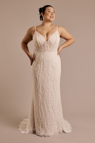 Picture of Beaded V-Neck Sheath Wedding Dress