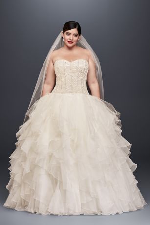 plus size ruffle wedding dress