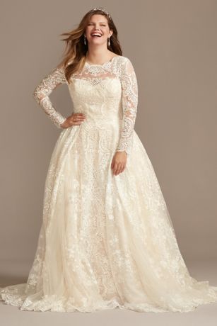 david's bridal plus size wedding dresses with sleeves