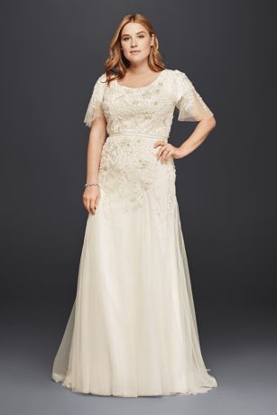 Plus Size Modest Wedding Dress with 