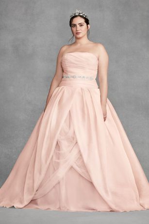 pink and grey wedding dress