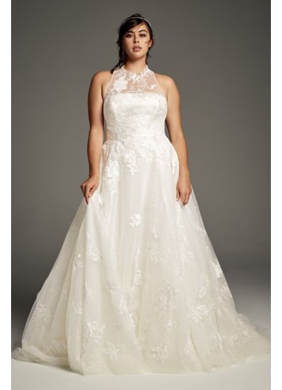 White by Vera Wang Floral  Plus  Size  Wedding  Dress  David  White by Vera Wang Floral  Plus  Size  Wedding  Dress  David