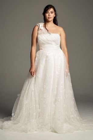 one shoulder a line wedding dress