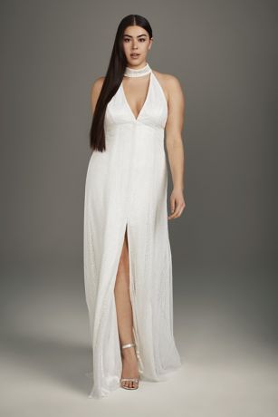 white gown with slit