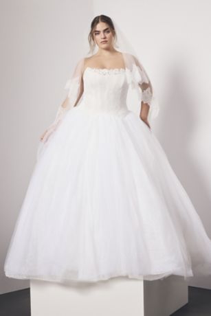 Picture of Veiled Lace Ball Gown with Inverted Basque Waist