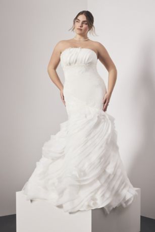 Picture of Sculpting Satin Trumpet Gown with Organza Skirt