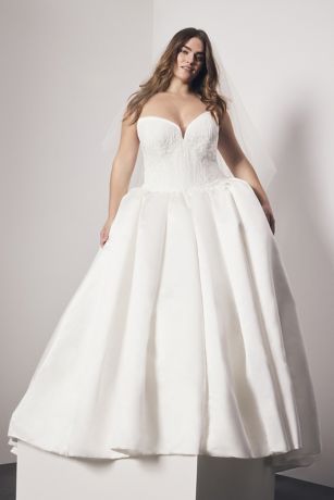 Picture of Satin Ball Gown with Pleated Charmeuse Bodice