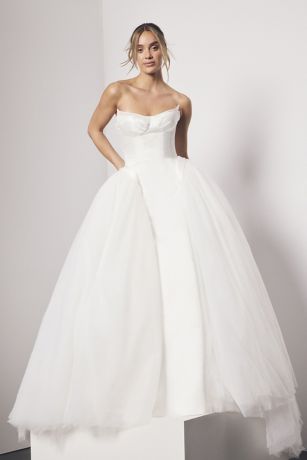 Picture of Drop Waist Satin and Tulle Ball Gown