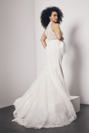 Picture of Lace High Neck Mermaid Gown with Bow Sash