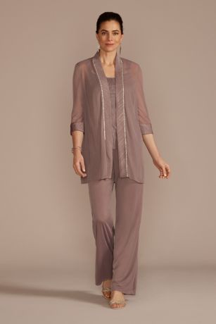 Picture of Rhinestone Trimmed Mesh Three-Piece Pantsuit