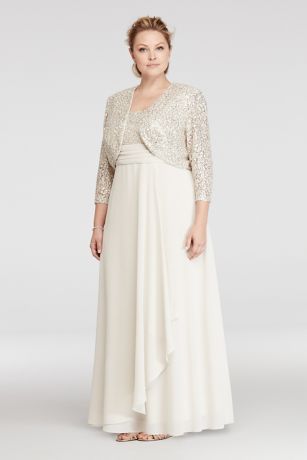 3/4 Sleeve All Over Lace Jacket Dress | David's Bridal