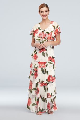 long floral chiffon dress