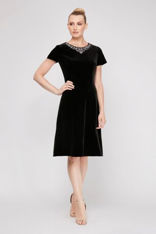 slanted neckline stretch velvet sheath gown