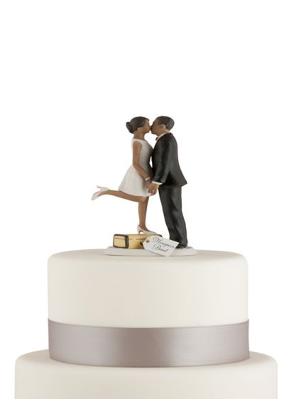A Kiss and We're Off Funny Couple Wedding Cake Topper 