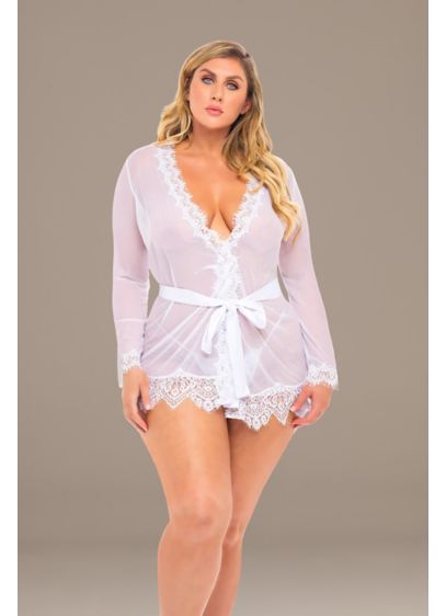 Provence Eyelash Plus Lace Robe and G-String - Cover up ever so slightly with this gorgeous