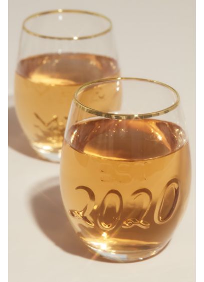 Mr and Mrs Embossed Stemless Wine Glass Set - Toast to your sweetheart or give a sentimental