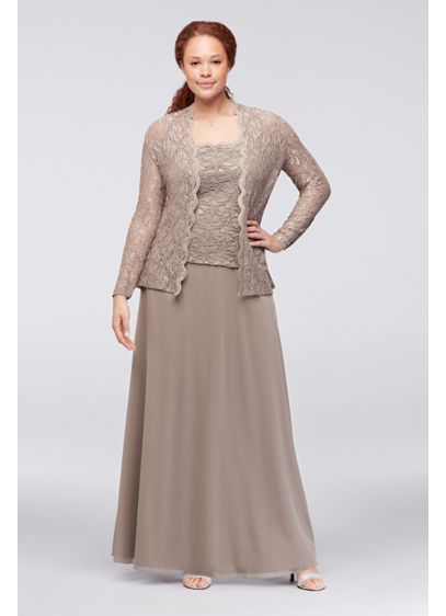 Sequin Lace and Chiffon Two-Piece Plus-Size Dress | David's Bridal