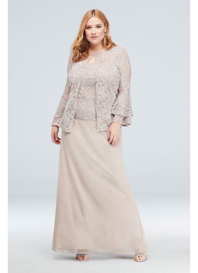 Gathered Jersey Plus Size Dress with Lace Bodice David s Gathered Jersey Plus Size Dress with Lace Bodice David s
