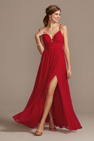 red strappy prom dress