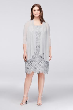 plus size grey lace dress