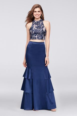sequin hearts navy blue dress