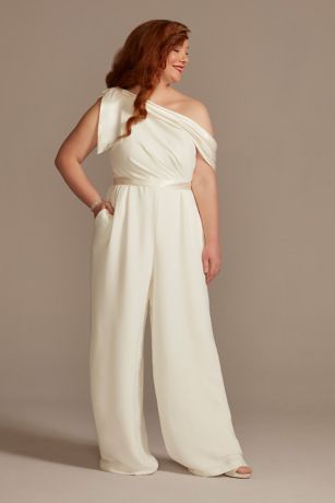 Crepe Wedding Jumpsuit with Bow ...