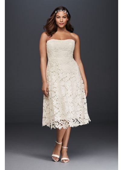 Floral  Plus  Size  Tea Length Wedding  Dress  David s Bridal   Floral  Plus  Size  Tea Length Wedding  Dress  David s Bridal