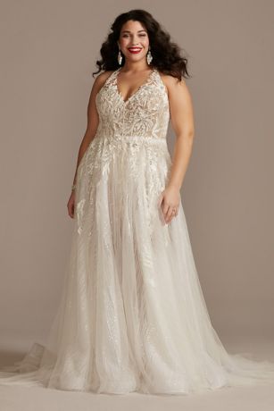 plus size open back wedding dress