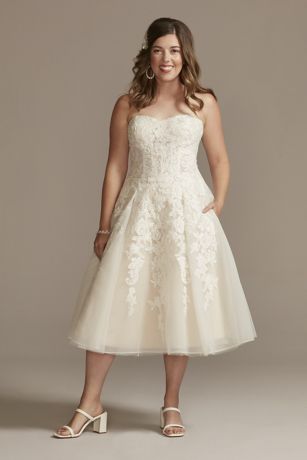 Picture of Sheer Lace and Tulle Tea-Length Wedding Dress